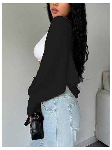 Image of GORGLITTER Women's Open Front Cropped Cardigan Bolero Sweater Lightweight Long Sleeve Shrug Knit Top