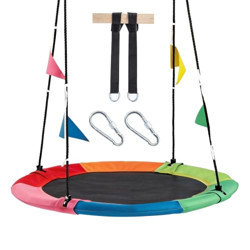 OLIXIS 40 Inch Saucer Tree Swing for Kids and Adults, Colorful by OLIXIS - Used condition - US$25.23