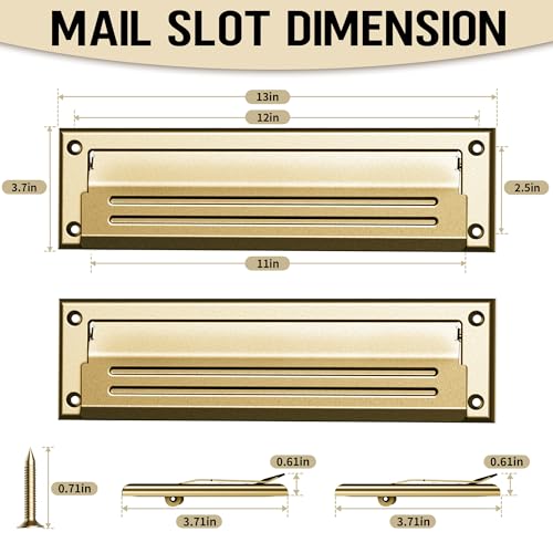Profasion 13 inch Mail Slot for Front Door, Stainless Steel Mail Slot Cover, Easy to Install, 1 Pack, 13