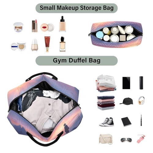 Large Travel Duffel Bag, Watching Shadow Sports Tote Gym Bag, Shoulder Weekender Overnight Bag for Women Men, Carry On Luggage with Toiletry Bags4