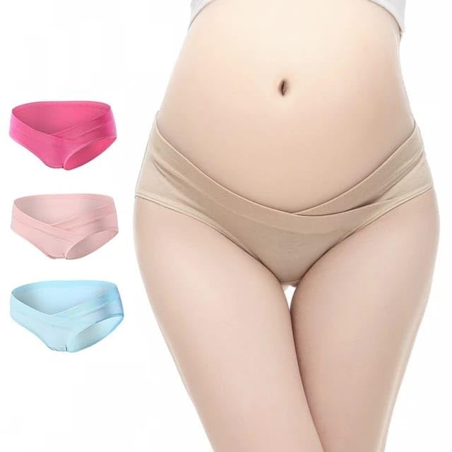 shaperx Maternity Panties| Solid Pattern V Shaped Underwear| Low Waist Lingerie for Pregnant Womens Plus Size Pack of 3-picture-14