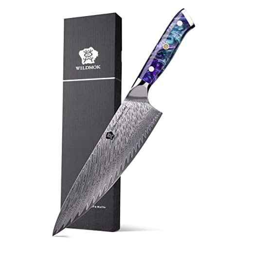 Faca de chef WILDMOK, facas de chef japonês Damasco de 8 polegadas, faca de cozinha com cabo de resina, facas afiadas Faca de cozinha, facas de chef incluindo caixa de presente