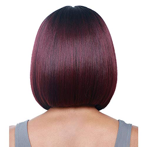 T99j Dark Wine Ombre Human Hair Bob Wigs Short Malaysia Virgin Hair Full Lace Front Wigs for Black Women (8"LaceFrontWig)