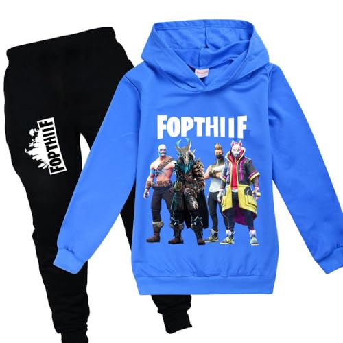 zhaojiexiaodian Ragazzi Unisex 3D Print Pullover Bambini Jogging Felpe Felpa Tuta Abbigliamento Sportivo Outwear Maglione Hip Hop Streetwear Top con Cappuccio (IT, Numero, 130, Blu)
