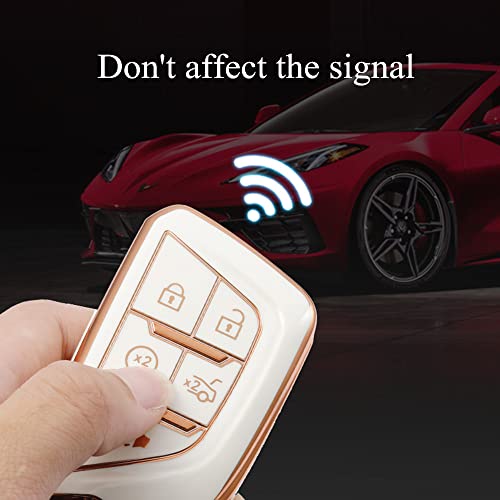 Image of Tpu key fob cover Compatible with Cadillac 2020 2022 CT5 CT6 XTS XT4 XT5 XT6 ATS Escalade ESV accessories keychain (gold)
