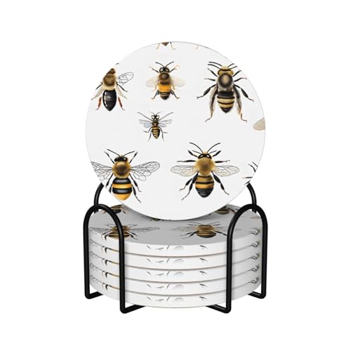 Dessous de verre céramique absorbants avec base liège et support