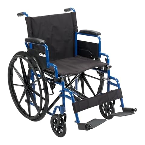 Drive Medical Blue Streak Wheelchair with Flip Back Desk Arms, Swing Away Footrests,FoldingDesk Length Arms, Alloy Steel, 20 Inch Seat Cover
