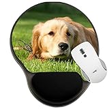MSD Mousepad Wrist Rest Protected Mouse Pads, Mat with Wrist Support, Image ID: 7016028 Golden Retriever Laying Down Eye L