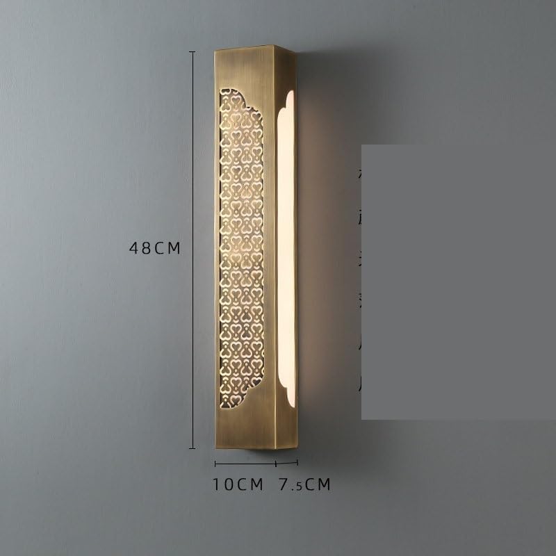 Lámpara de pared rectangular larga de latón con aplique interior y diseño acrílico esmerilado 2