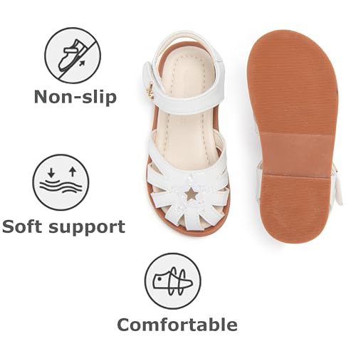 Image of THEE BRON Toddler Girls Closed-Toe Sandals Sweet Retro Cutout Summer Dress Shoes