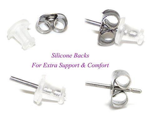 925 Sterling Silver New Set Of 6 Pairs Holiday Set Christmas ,Easter Egg, Clover, American Flag, Red Heart, & Halloween Stud Earrings (Nickel Free) #TOP2