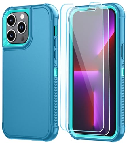 Image of SunStory Compatible with iPhone 13 Pro Max Case with HD Screen Protector, 3-Layer Heavy Duty Full-Body Cover,3 in 1 Hybrid Protective Case for iPhone 13 Pro Max 6.7 inch,LakeSkyBlue