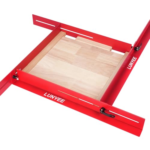 LUNYEE Juice Groove Jig Adjustable Metal Router Jig with Quick-Adjust Design for Cutting Board Juice Grooves Heavy-Duty Steel Rails Fits 14x8 to 29x22 Boards