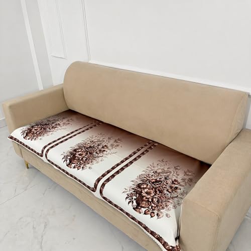 Image of Homerz Premium 'Luxe Series' Holland Velvet Sofa Cover | Smooth Finish | Anti-Skid Fleece Backing | Soft Touch Couch Protector for Living Room (Rust, 3 Seater, Only Seat Cover)