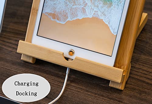 Lifation Bamboo Tablet Stand Adjustable Foldable Portable Wooden Ipad Holder Flexible Desktop Tablet Mount For Desk, Bedside, Kitchen Bar Style #TOP3