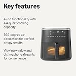 Amazon Basics 4.4-Quart Air Fryer with Easy View Window, 8 Preset Menus, 1400W, Black