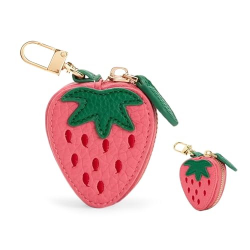Kabwea Monedero Encanto de Fresa, Llavero dulce, Estuche para llaves, Porta tarjetas,...