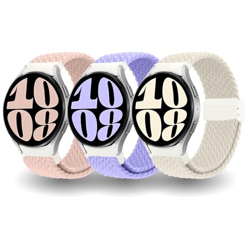 kytuwy Stretchy Nylon Bands Compatible for Samsung Galaxy Watch 6 5 4 Band 40mm 44mm, Magnetic Braided Sport Band for Galaxy Watch 6 Classic 47mm Band 43mm/Galaxy Watch 5 Pro Band 45mm Men Women
