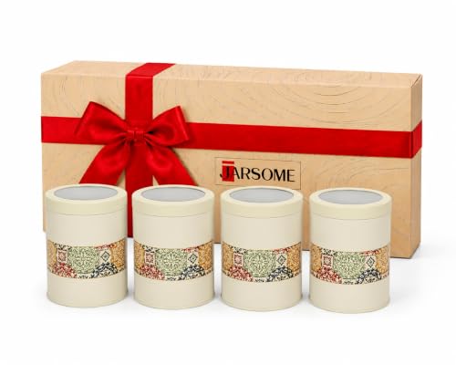 Image of Mandala Collection Airtight Kitchen Container Set| 1100ML- Set of 4| Food Grade Metal Jars for Dals, Millets, Pasta & Dry Food Storage| Vacuum Lid, Rust Resistant| Beige Rangoli Canisters