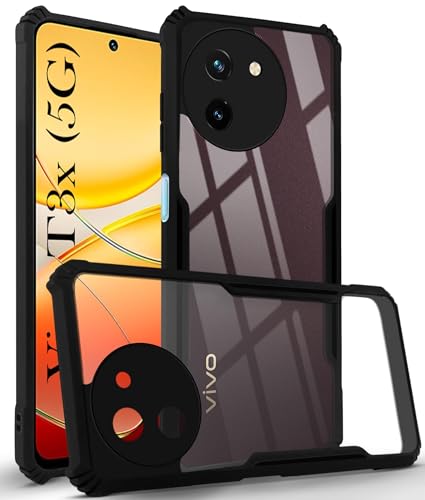 Image of Jkobi Back Cover Case for Vivo T3x 5G (Shockproof with Polycarbonate Clear Panel | Professional Black)