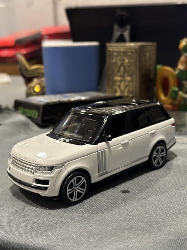 Image of Diecast 1:32 Range Rover Metal Car Die Cast Metal Toy Car Model Car Light Sound Pullback Openable Door Car for Kids (White)