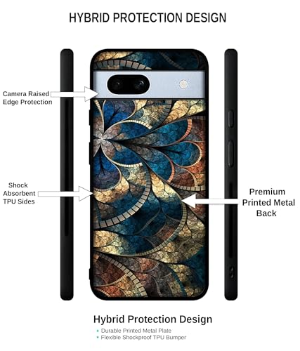Image of Fractional Pattern Design Premium 2D Printed Metal Back Case Cover for Google Pixel 7A 5G, Assorted