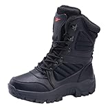 EFRJUWI Botas altas de felpa cálidas for hombre, botas senderismo invierno talla grande, botines antideslizantes for exteriores para Trail Urbano(Black,46)