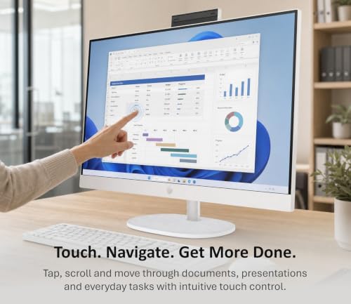 Image of HP 27 inch FHD IPS Touchscreen All-in-One Desktop, Intel Core Ultra 7 155U, 32GB DDR5 RAM, 2TB PCIe NVMe SSD, Windows 11 Pro, USB-C, HDMI, Ethernet, for Business & Office Productivity
