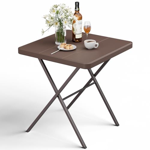 FurniEdge Folding Table, Portable Square Foldable Table No Assembly, Heavy Duty Steel Frame Indoor Outdoor Camping Patio Table with 400 LBS Capacity, Picnic Card Table for Backyard, RV, Small Spaces