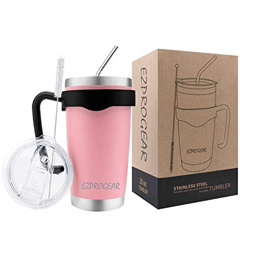 Ezprogear 20 oz Stainless Steel Double Wall Vacuum Insulated with Straws and Handle