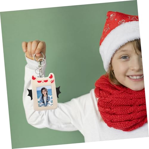 Plush Photocard Holder Keychain with Devil Wings Design Versatile Id Credit Card Protector for Students and Fans for Travel and Everyday Use4