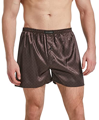Men's Satin Boxer Briefs Pack, Silk Feeling Sleep Shorts with Fly Underwear3