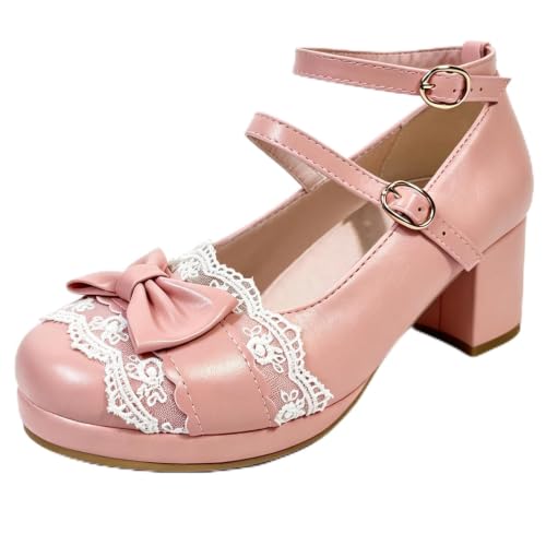 Image of FOREADA Mary Janes for Women Platform Heels Bow Kawaii Shoes Vintage Dress Pumps