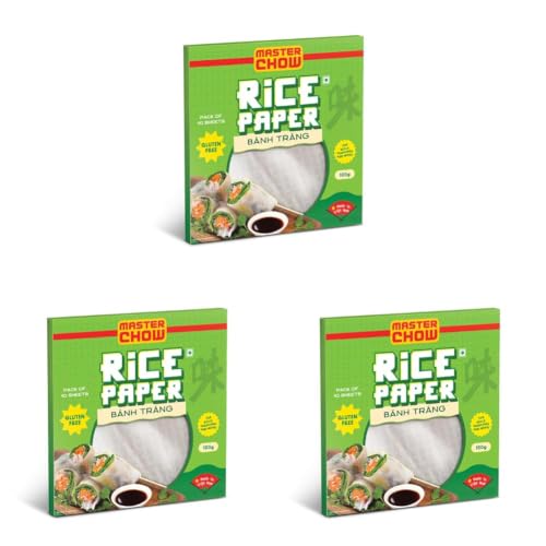Image of MasterChow Rice Paper 100g | Gluten-Free Spring Roll Wrapper | Vegan, Preservative-Free | For Summer Rolls, Snacks & Asian Recipes (Pack of 3)