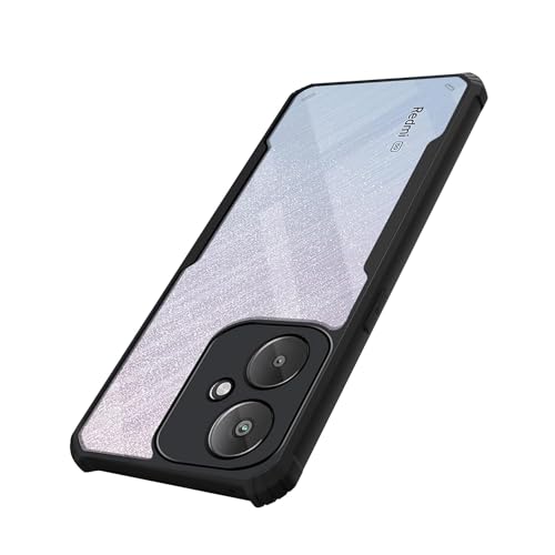 Image of Amazon Brand Solimo Shockproof Crystal Clear Back Cover for Redmi 13C 5G / Poco M6 5G | 360 Degree Protection | Transparent Redmi 13C 5G / Poco M6 5G Back Cover Case (PC & TPU, Black Bumper)