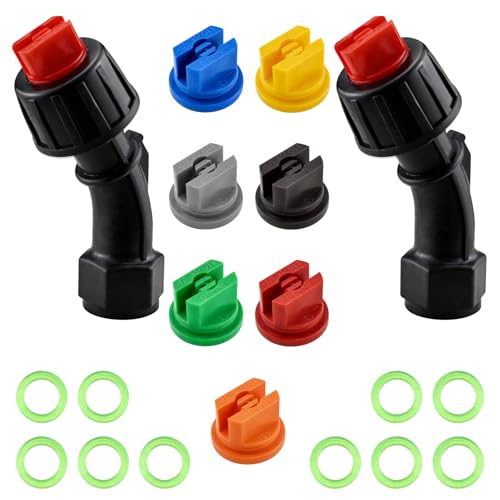 Aifeier ET Spray Nozzles Set | 2Pcs 110° Flat Fan Spray Nozzle & 7Pcs Colored Nozzle Tips (0.1-0.6mm) + 10 Sealing Washers | Replacement Parts for Garden & Agricultural Tank Spraying Equipment