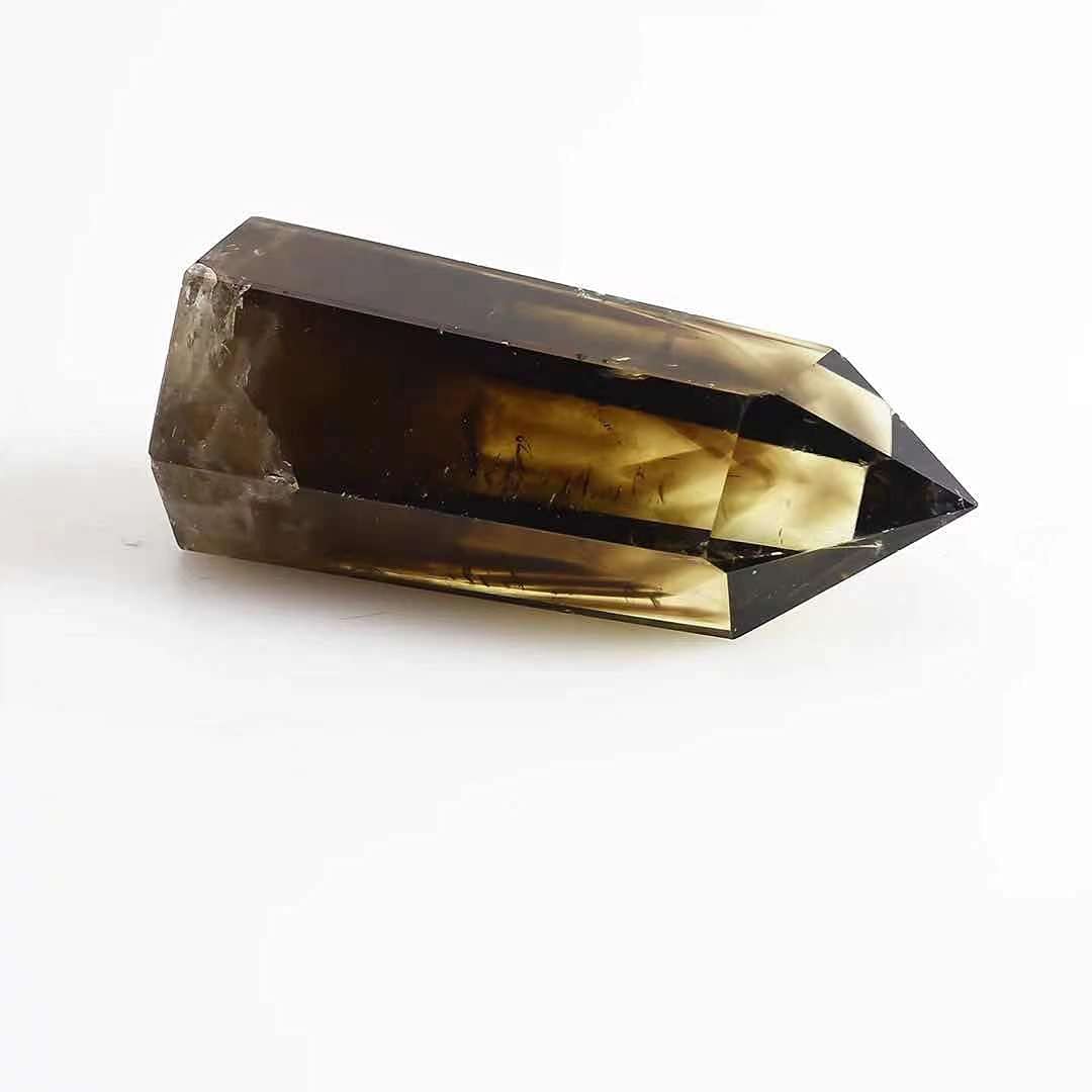 Quartz fumé citrine pointe de cristal naturel 75mm décoration haut de gamme