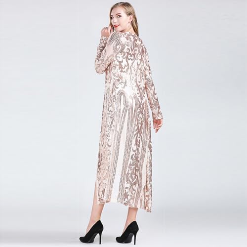 Image of Sparkly Cardigan for Women 1920s Sequin Cardigans Long Sequin Duster Blazer 20s Glitter Open Front Coat Cover Up Dress