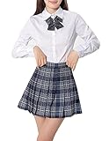 [シダーエイト] チェック柄 女子校生 コスプレ 3点セット 学生服 清純 JK 制服 コスチューム ハロウィン 学園祭 文化祭 (L)