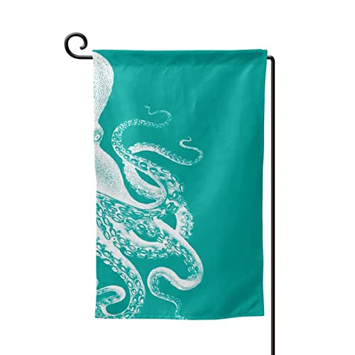 Drapeau de jardin pieuvre verte avec impression double face haute densité