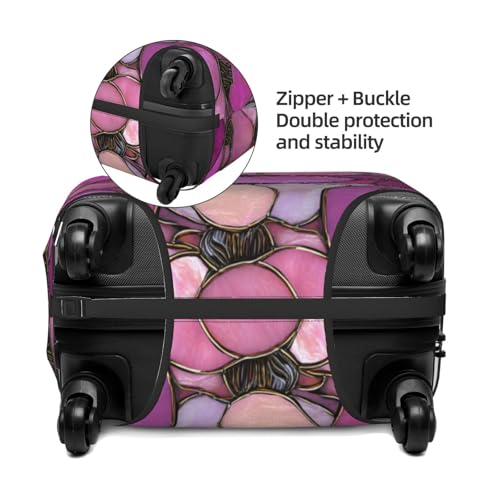 Stained Glass Pink Pumpkins Elastic Travel Luggage Covers Dustproof Scratch-Resistant Suitcase Protector Fit 22-24 Inch2