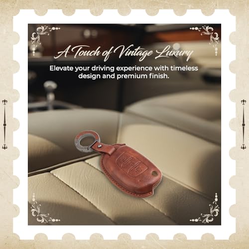 Image of Keyzone dual leather key cover for Hyundai Exter, i20, Creta, Venue, Tucson, Alcazar, Grand I10, Aura, Xcent flip key