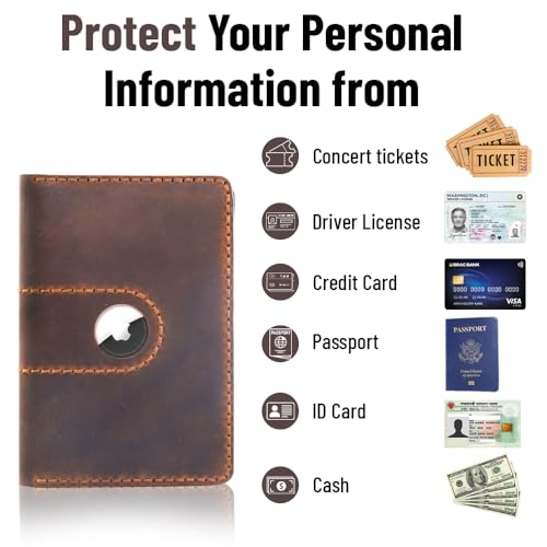 Leather Passport Cover Holder with Airtag Slot - International Travel Must-Have Genuine Leather Passport Holder Wallet Cover Case for Men & Women (Brown)3