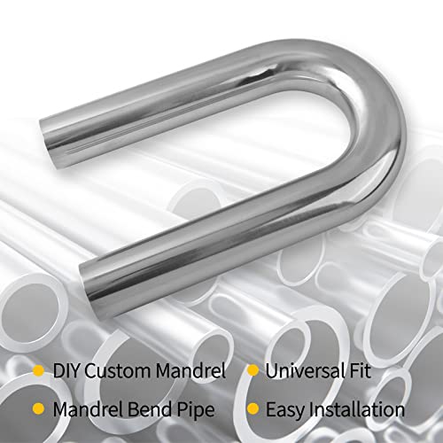 Image of 3.5 Inch 180 Degree DIY Custom Mandrel Exhaust Pipe Tube Pipe, T304 Stainless Steel, Universal Fit, 28.8 Inch End to End Length, 3.5'' OD Mandrel Bend Pipe