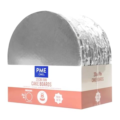 PME Pack of 10 Round Cake Boards, Silver Cover