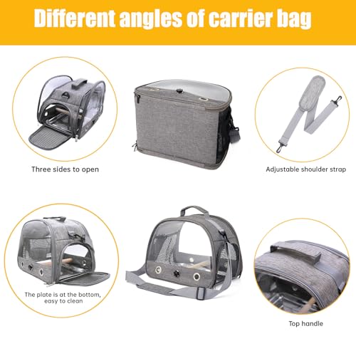 image for Autokcan Bird Carrier with Perch Parakeet Travel Carrier Bag Portable 