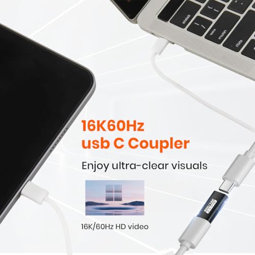 Image of ZORBES 2Pcs PD 240W USB C Female to Female Adapter, 80Gbps Data Sync Type C Connector with 16K@60Hz Video Output USB C Coupler Bidirectional Converter for iPhone 17 /16 /15, Thunderbolt 5 /4, MacBook