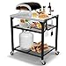 GFTIME Carrello da tavolo per pizza Ooni, Ninja Woodfire, Blackstone Griddle, Weber Q, grande carrello da cucina rotante, per esterni, in acciaio inox, con 3 piani immagine