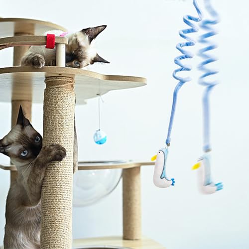 Omawrf Brinquedos retráteis para pendurar com erva-dos-gatos, brinquedos fofos para gatos com sino,