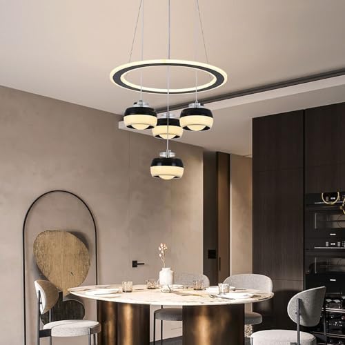 Lustre noir classique à LED suspendu au design minimaliste